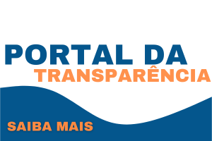arte nas cores azul, laranja e branca com o texto "Portal da Transparência, saiba mais"